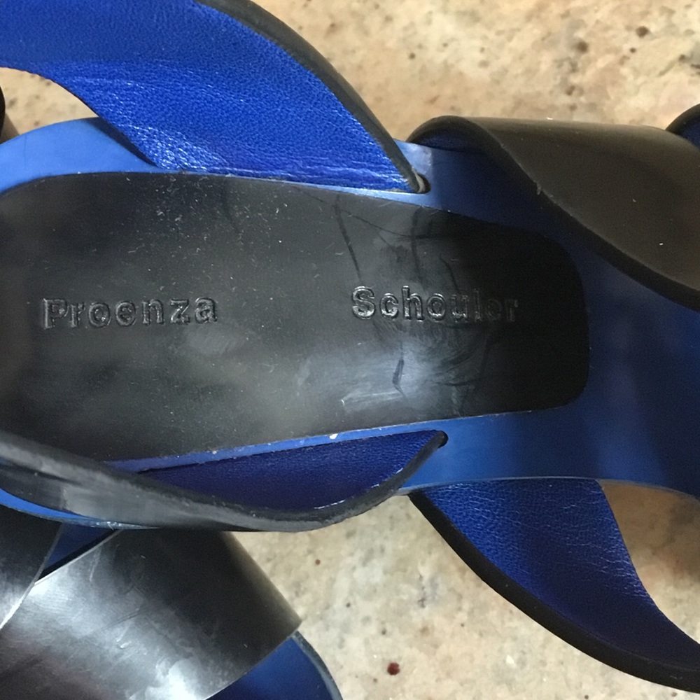 Proenza Schouler Black Blue Patent Leather Strappy Heels Sandals - Picture 7 of 16